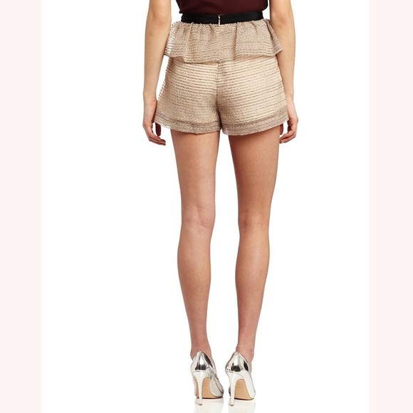 🆕 BCBGeneration Beige Metallic Peplum Shorts 6 - Picture 2 of 8